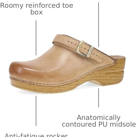 Dansko Ingrid Women's Tan Leather Clogs - Picture 2 of 7